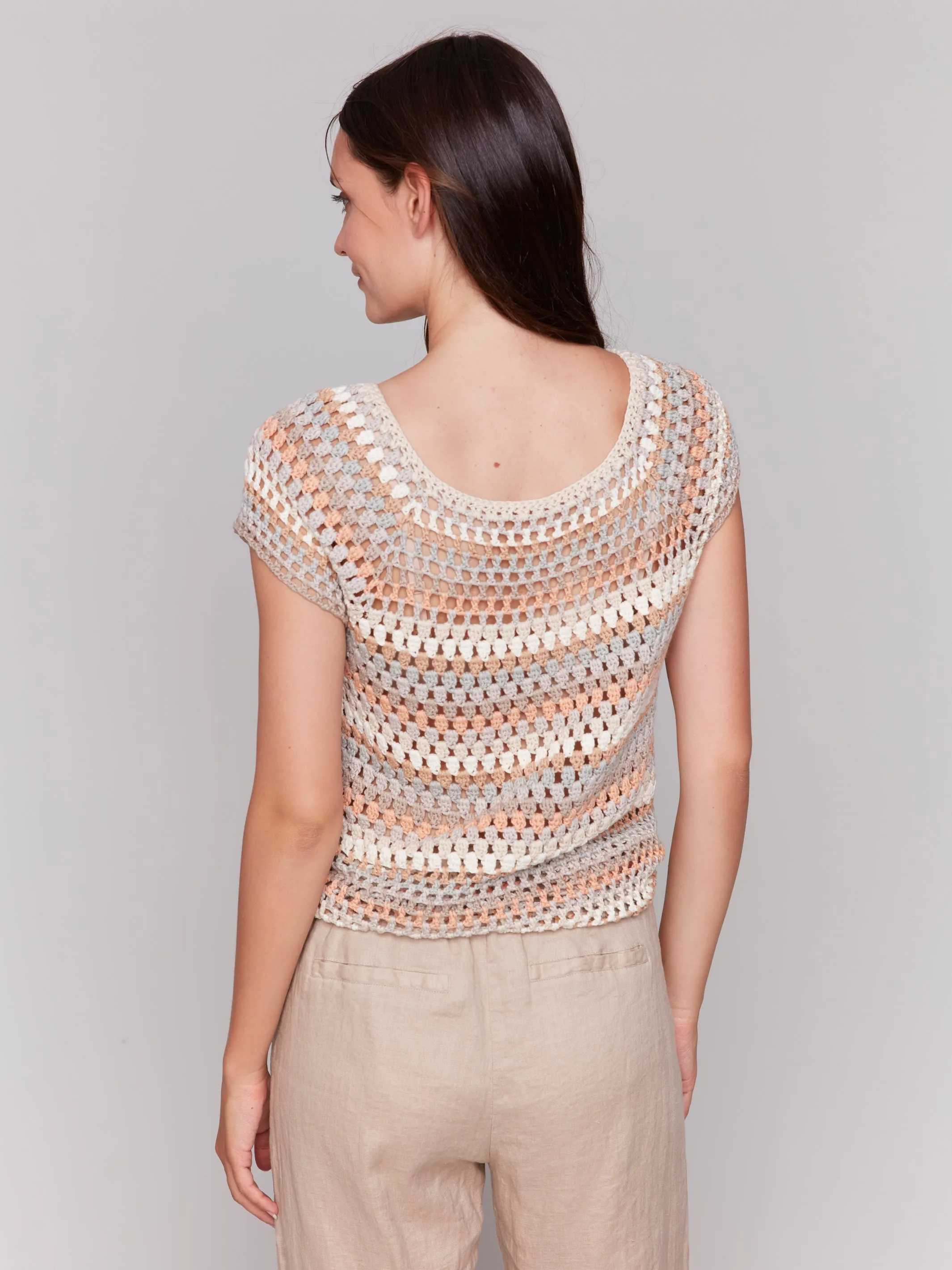 Charlie B Crochet Pullover C2778 Pebble