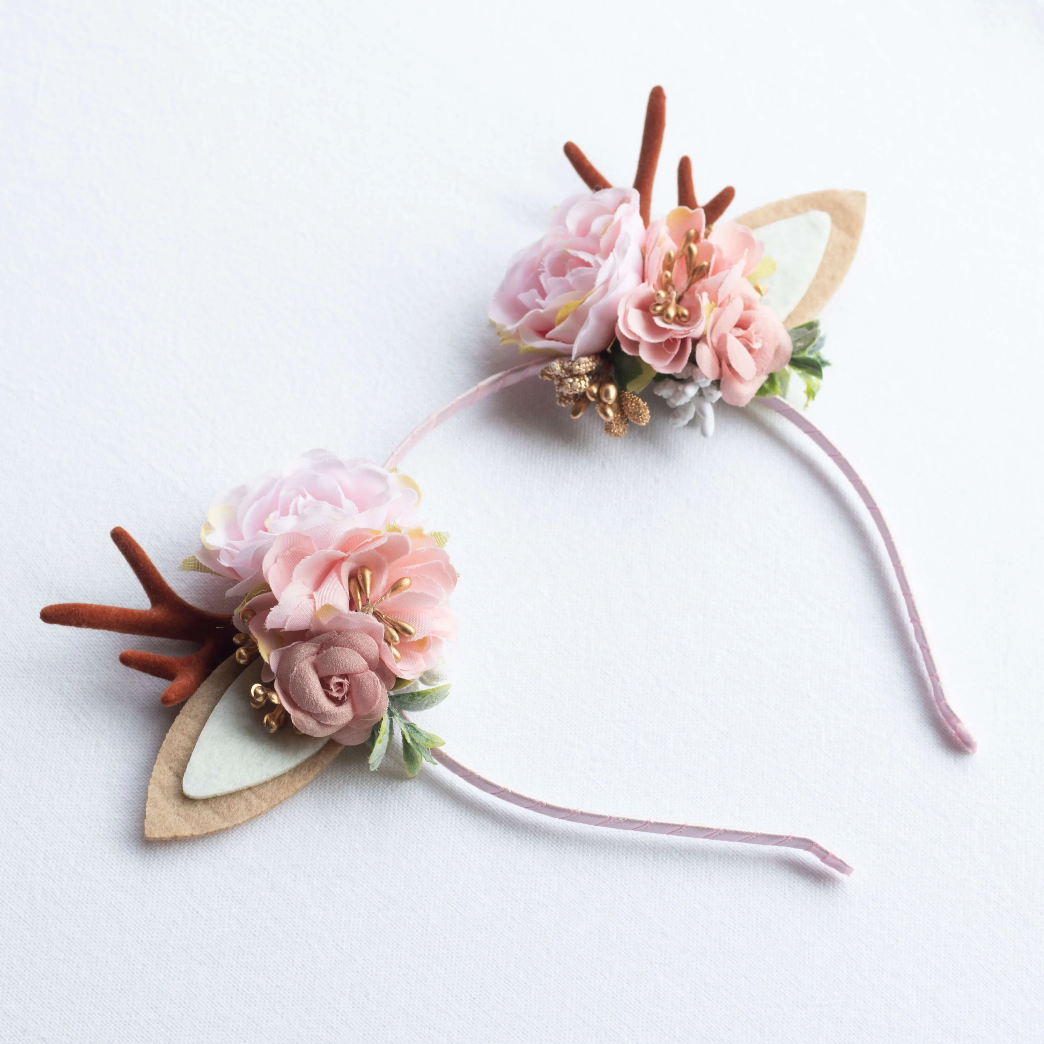 Christmas floral headband - blush pigtails