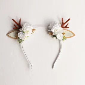 Christmas floral headband - ivory pigtails