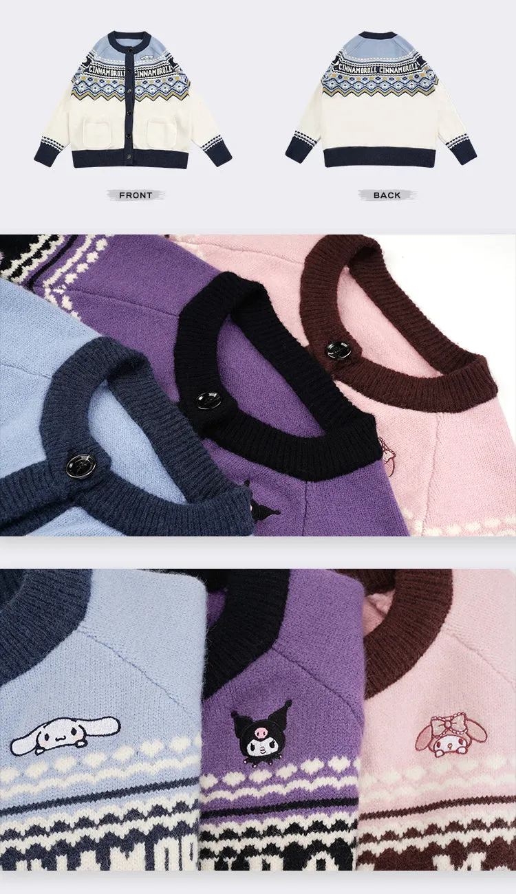 Cinnamoroll Round Neck Loose Knit Cardigan Sweater