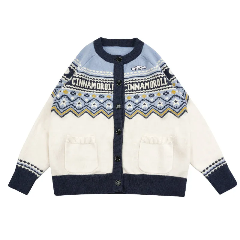 Cinnamoroll Round Neck Loose Knit Cardigan Sweater