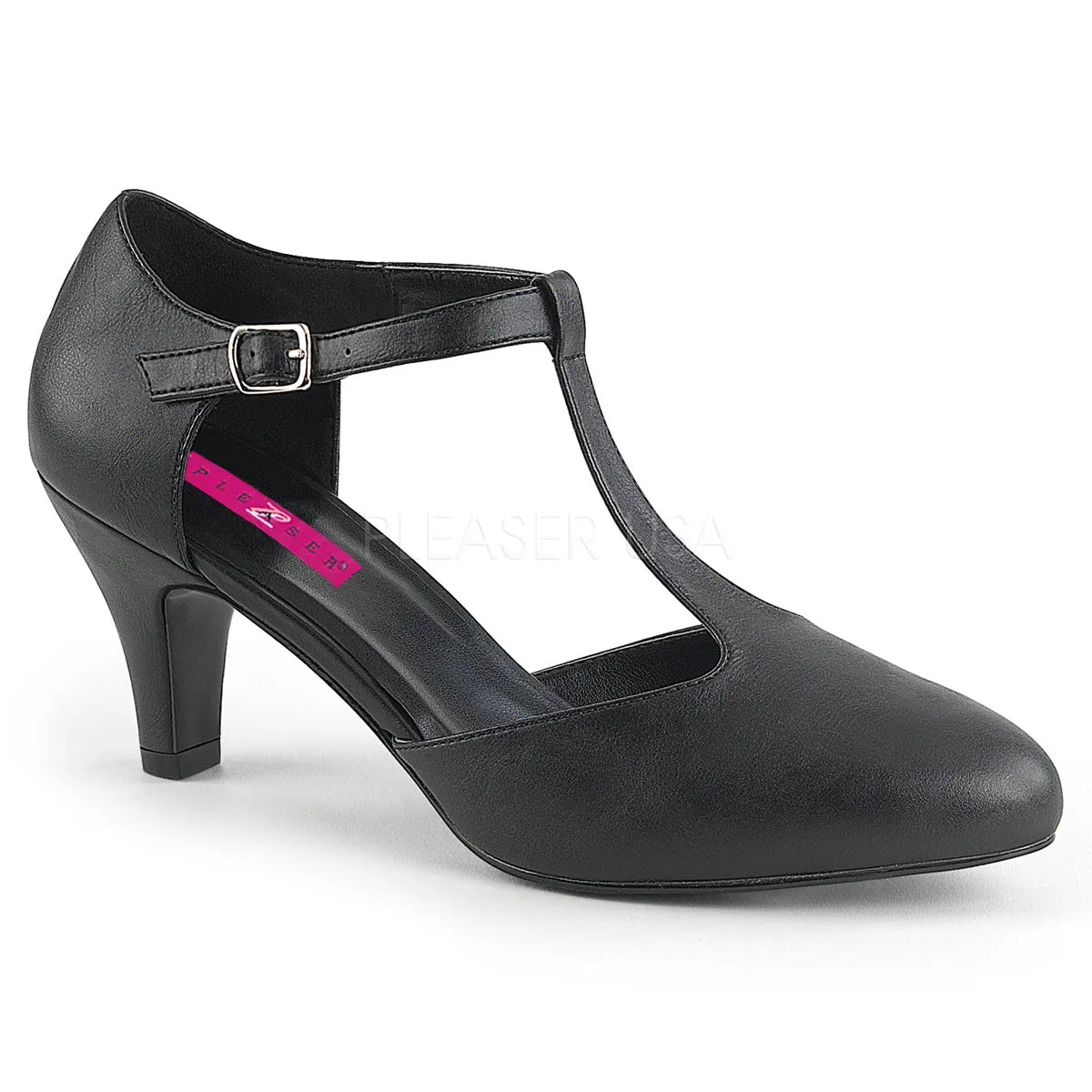 D'orsay T-Strap Pump Shoes with 3-inch Heel Divine-415