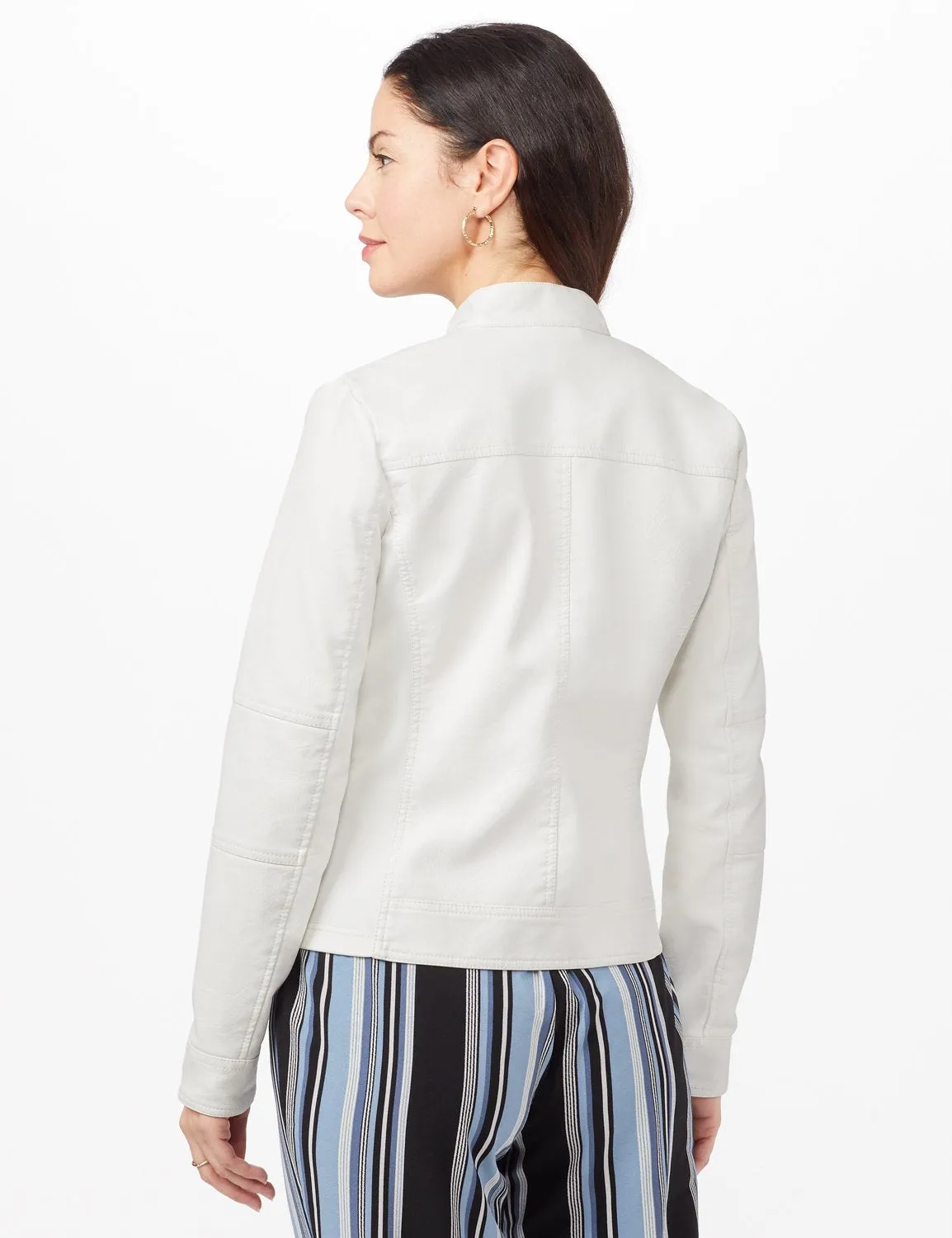 Faux Leather Zip Front Jacket