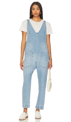 Free People x We The Free High Roller Jumpsuit in Denim-Light