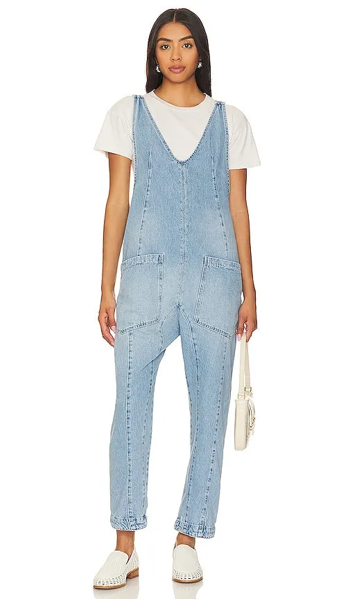 Free People x We The Free High Roller Jumpsuit in Denim-Light