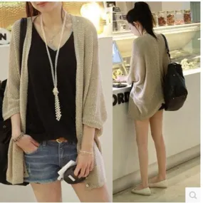 knit a female 2019 the spring summer autumn period and the new chic in long thin cardigan batwing coat, leisure jacket