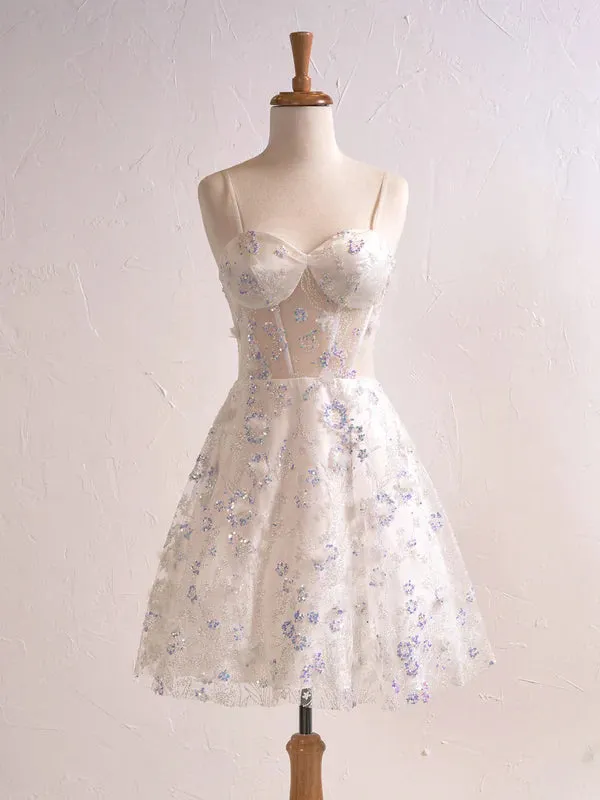 Lavender Graduation Dresses Floral Strapless Sweetheart Short Cocktail Dress
