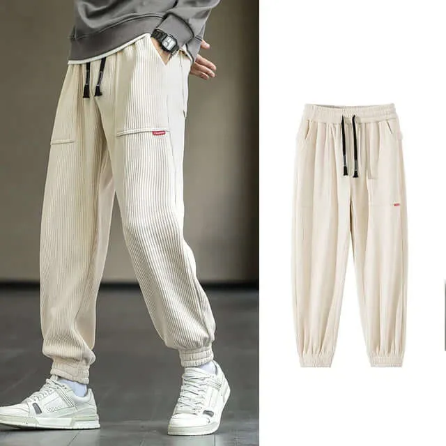 Men's Relaxed Fit Corduroy Joggers with Pockets