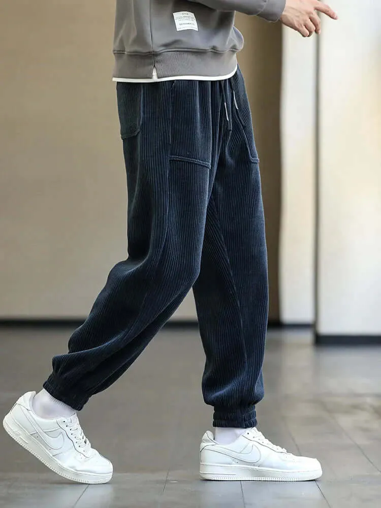 Men's Relaxed Fit Corduroy Joggers with Pockets