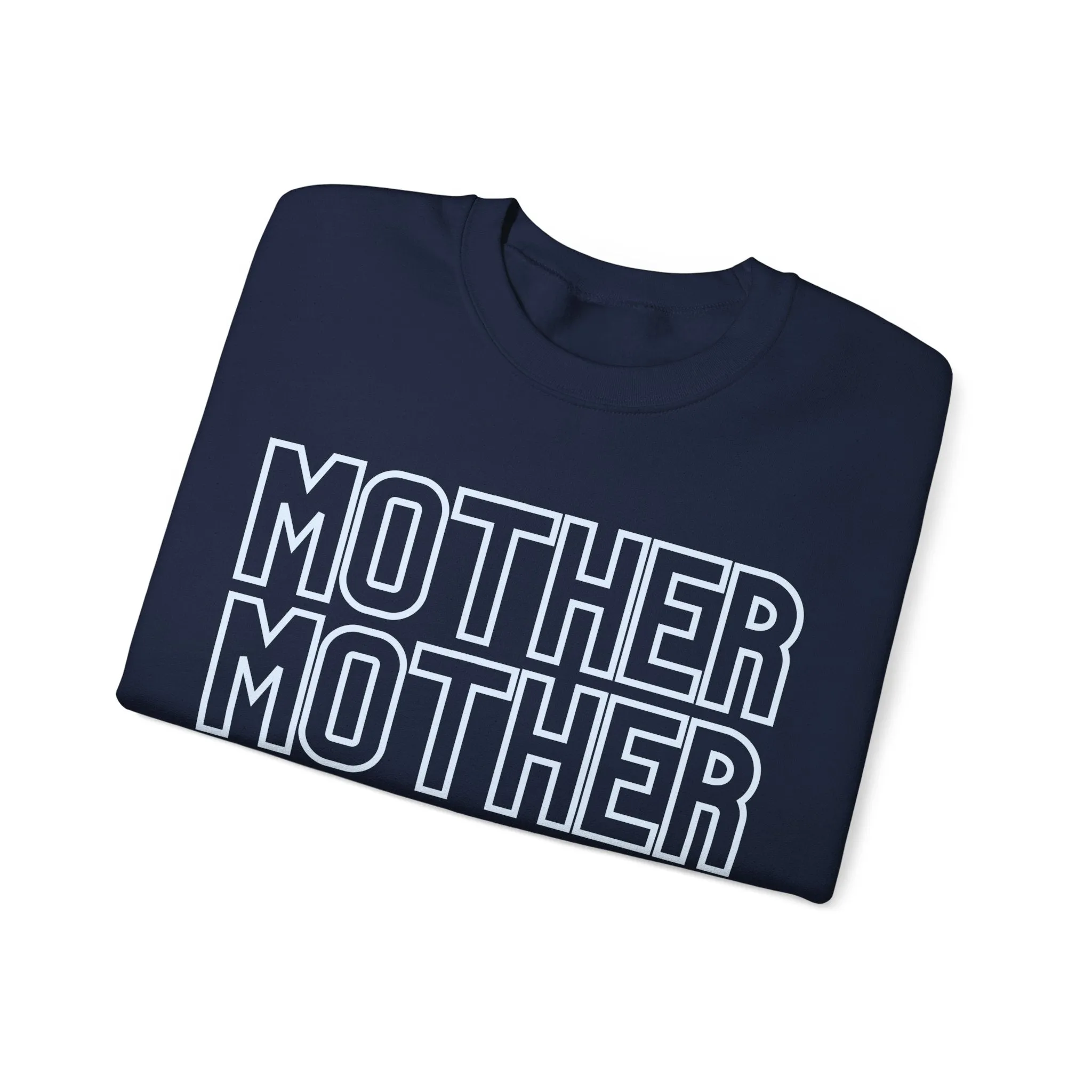 MOTHER on Repeat Oversized Pullover Crewneck Sweatshirt, Gifts for Mom, Baby Shower Gifts, Light Blue on Navy, Mother's Day Gift