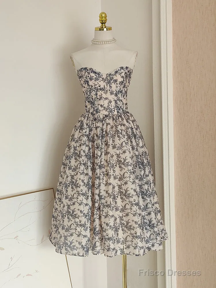 Sexy A Line Sweetheart Floral Holiday Dress Travel Vacation Dresses Birthday Dress