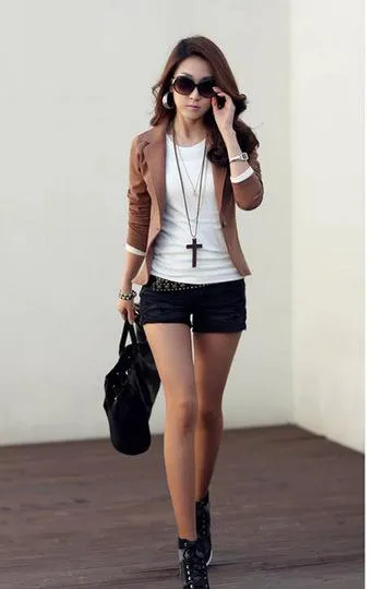 Women Korean Trendy Casual Slim Look Suits Short Outerwear