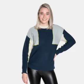 Women's Colour Blocking Ribbed Crew Neck Knit Marilyn Jersey