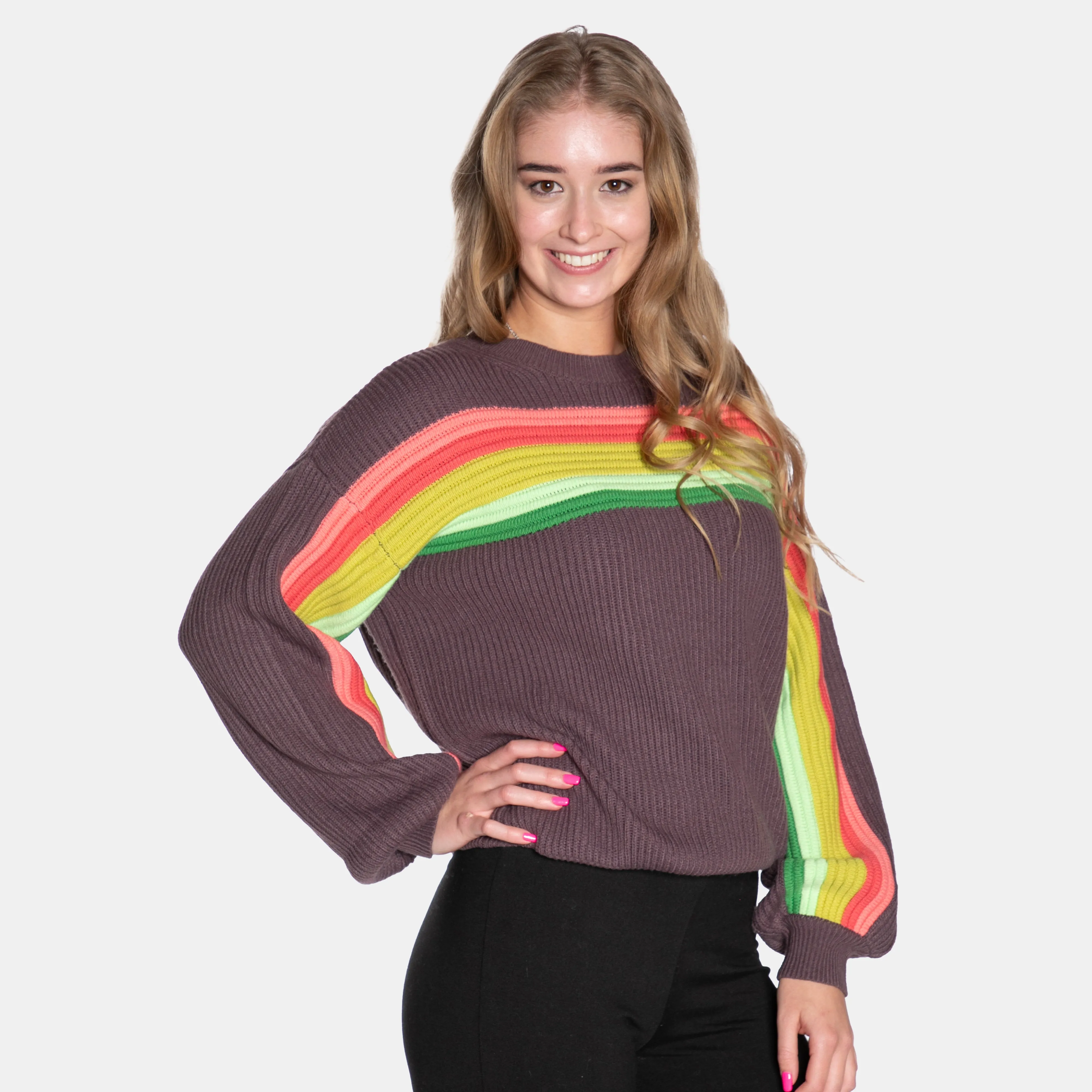 Women's Multicolour Striped Knit Crew Neck Venus Jersey