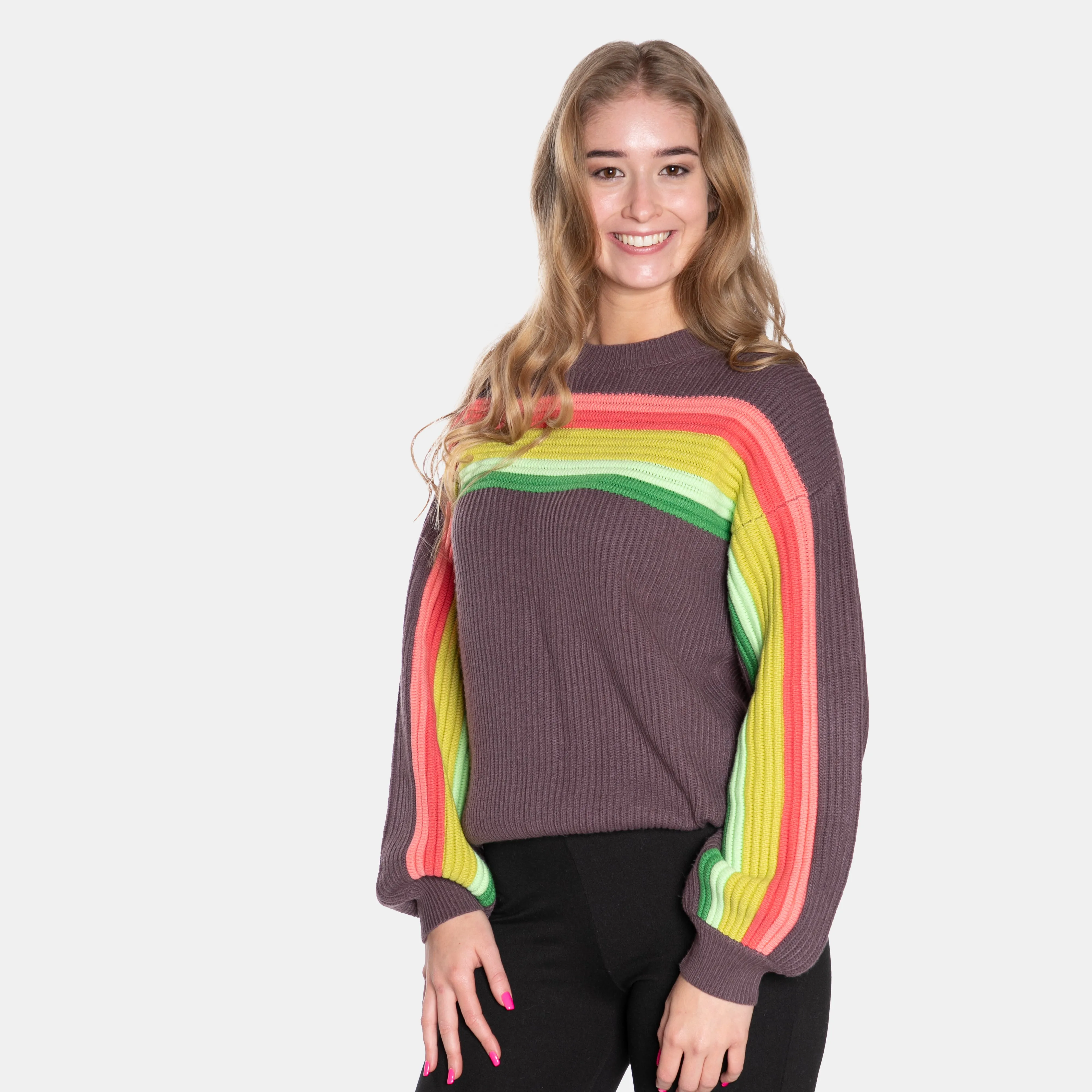 Women's Multicolour Striped Knit Crew Neck Venus Jersey