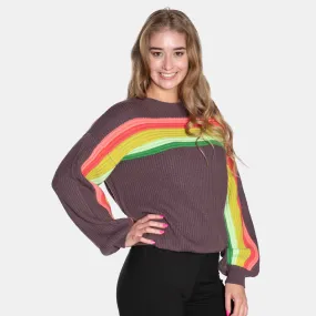 Women's Multicolour Striped Knit Crew Neck Venus Jersey