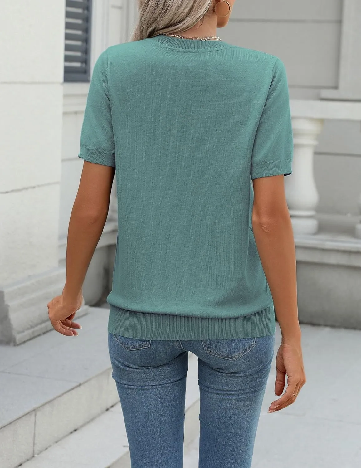 Zeagoo Womens Summer Short Sleeve Tops Pullover Sweaters