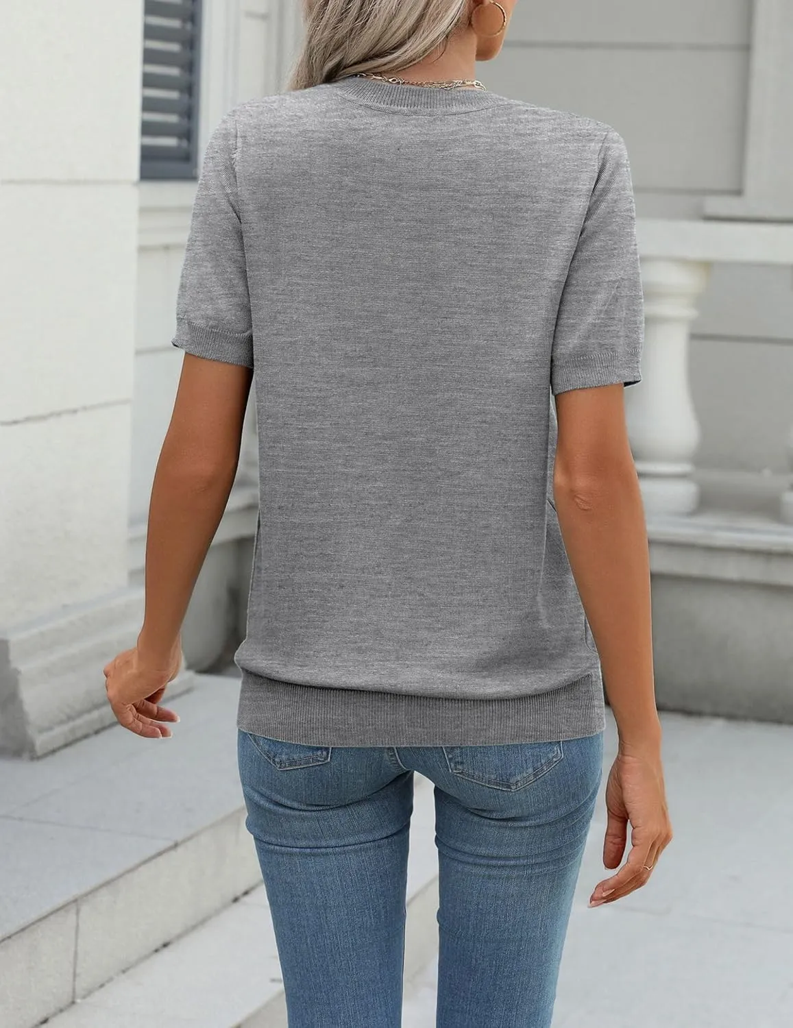 Zeagoo Womens Summer Short Sleeve Tops Pullover Sweaters